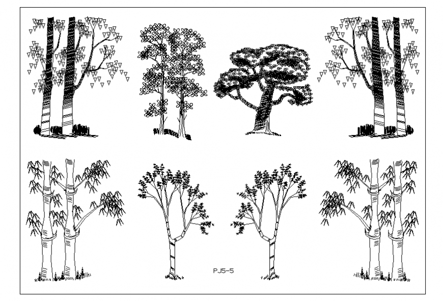 Creative garden trees elevation cad blocks details dwg file