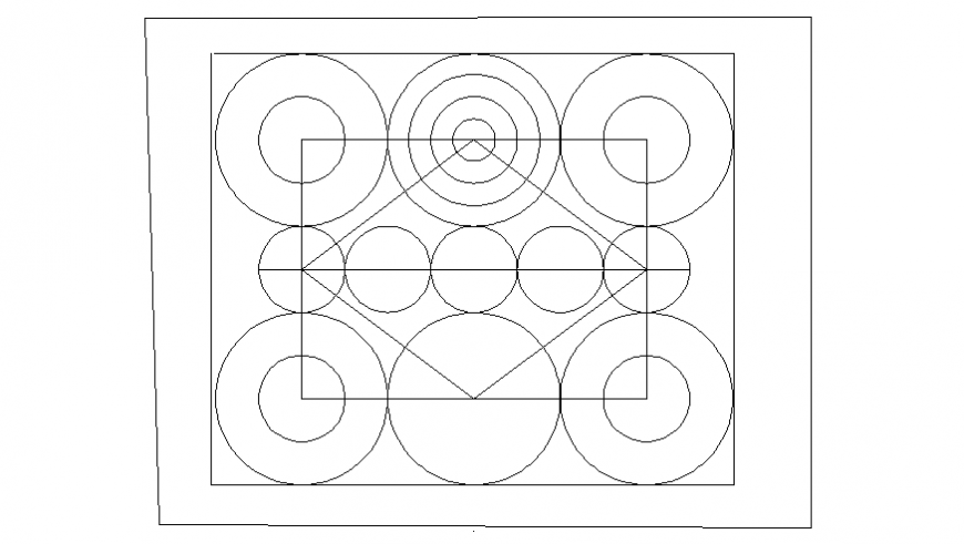 Creative geometric figure drawing of multiple shapes dwg file