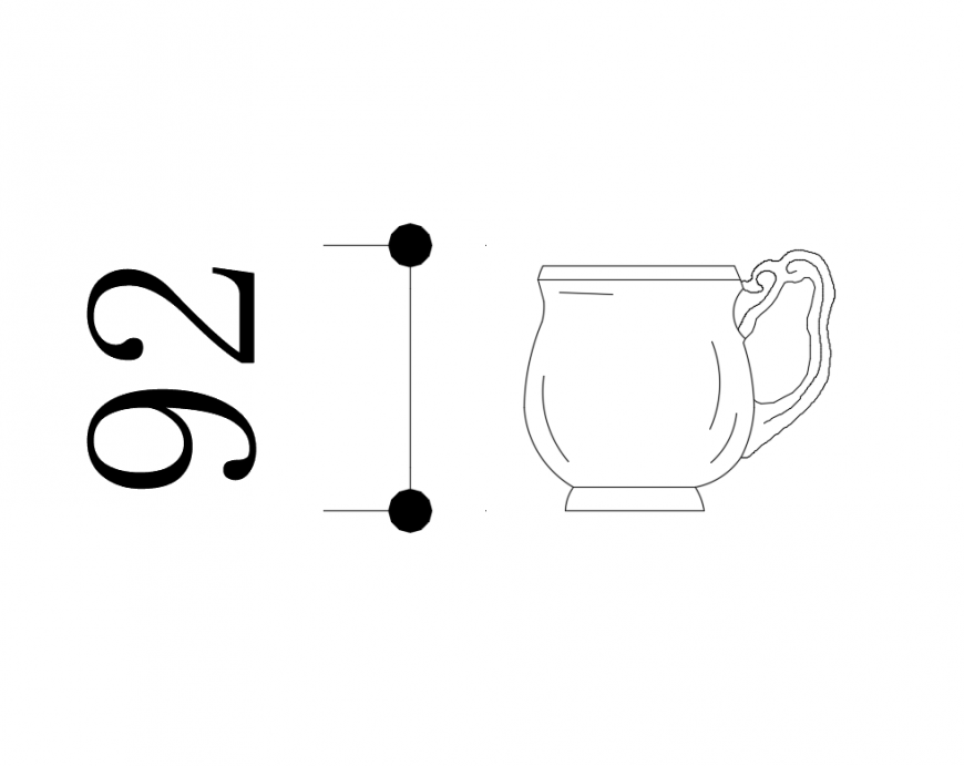 Creative glass coffee cup side elevation cad block design dwg file