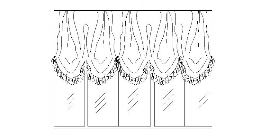 Creative glass windows and curtains elevation cad block details dwg file