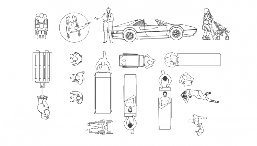 Creative hospital people elevation blocks drawing details dwg file