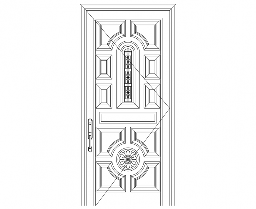 Creative house door front elevation design cad block details dwg file