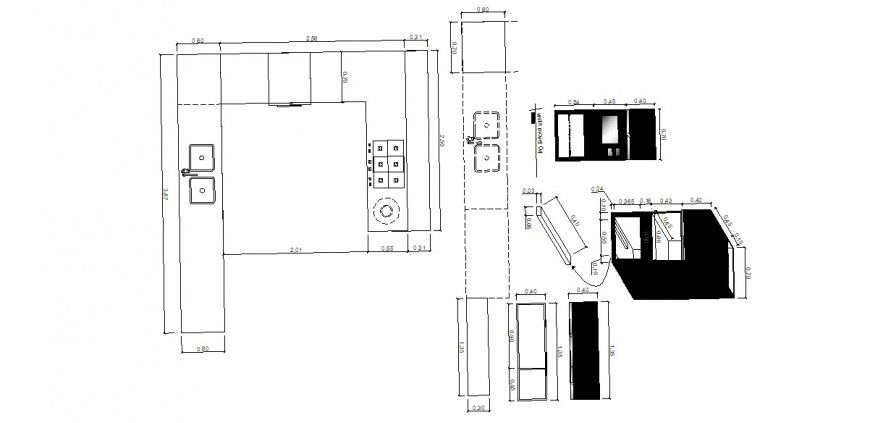 Creative house kitchen layout plan and auto-cad drawing details dwg file