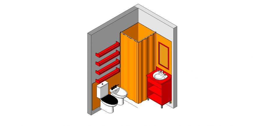 Creative house toilet 3d model cad drawing details skp file