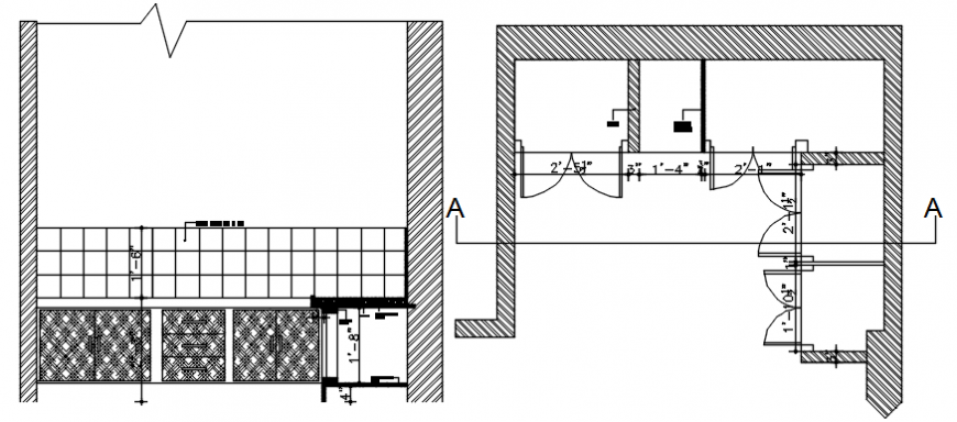Creative kitchen cabinet section and plan cad drawing details dwg file