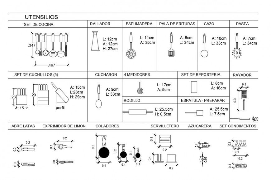 Creative kitchen crockery sets and blocks cad drawing details dwg file