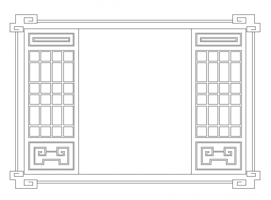 Creative large wooden window cad block details dwg file