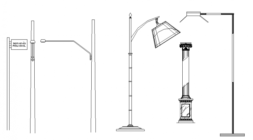 Creative light pole blocks cad drawing details dwg file