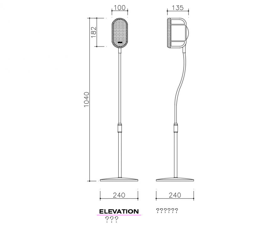 Creative mike speaker front and side elevation cad blocks dwg file