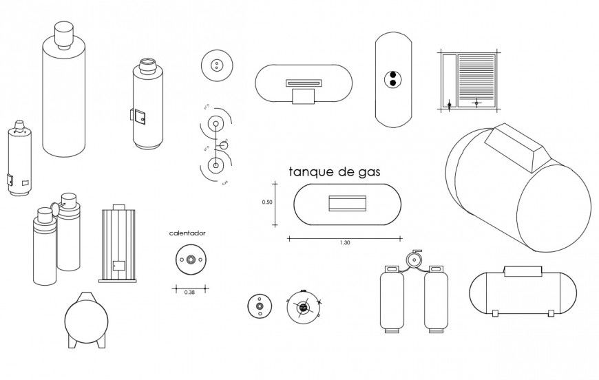 Creative miscellaneous gas tank elevation blocks cad drawing details dwg file