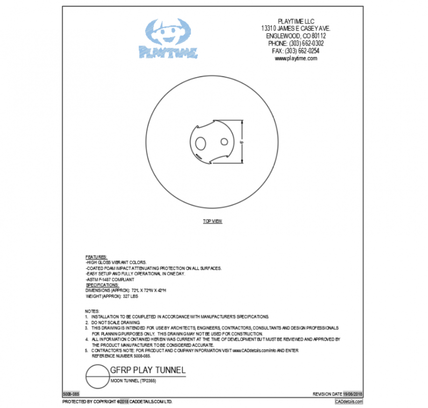 Creative moon tunnel water play equipment cad block design dwg file