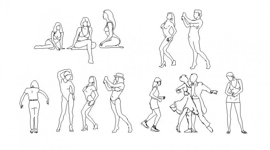 Creative multiple common people blocks cad drawing details dwg file