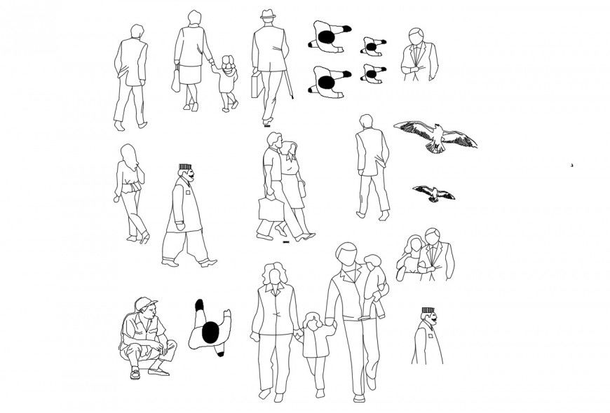 Creative multiple common people elevation blocks cad drawing details dwg file
