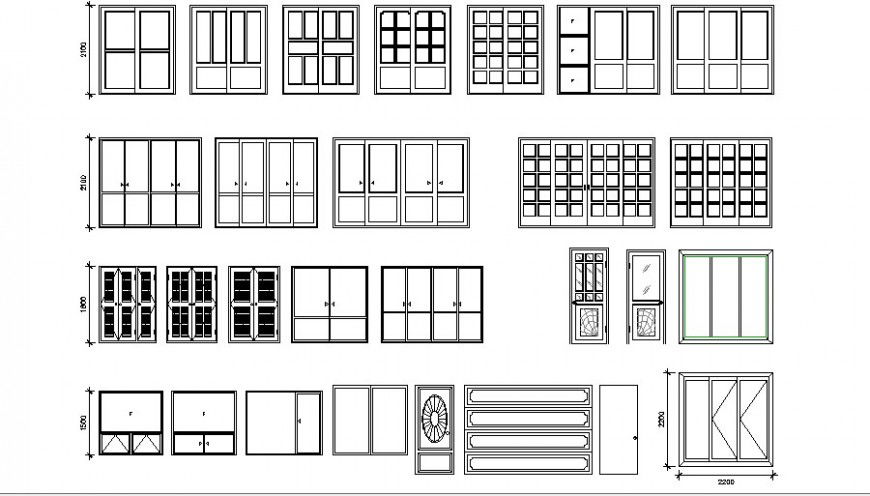 Creative multiple double blocks elevation cad drawing details dwg file