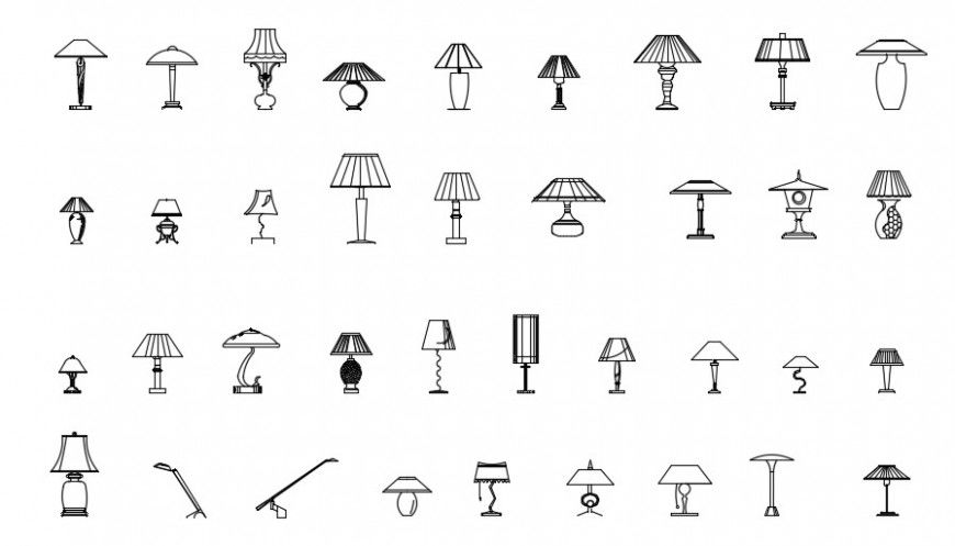 Creative multiple light lamp elevation blocks details dwg file