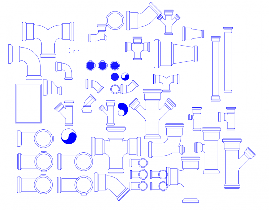 Creative multiple pipe and joint blocks cad drawing details dwg file