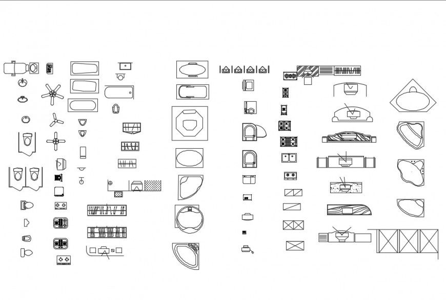 Creative multiple sanitary blocks cad drawing details dwg file