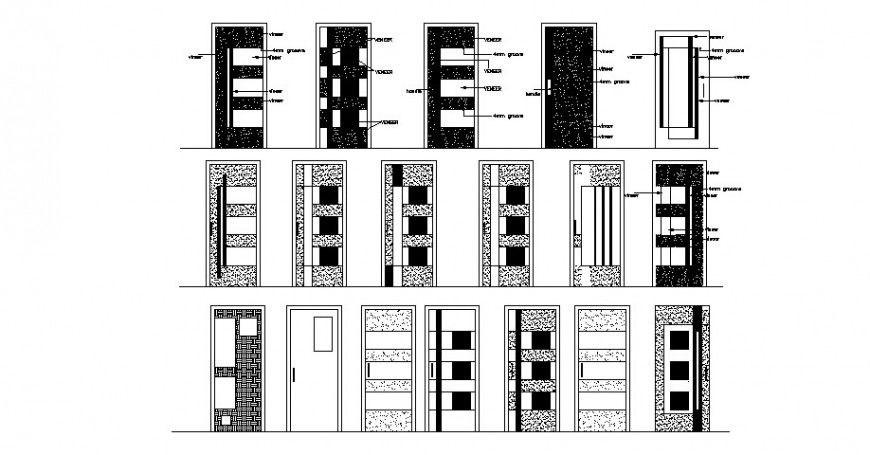 Creative multiple single house door elevation blocks cad drawing details dwg file