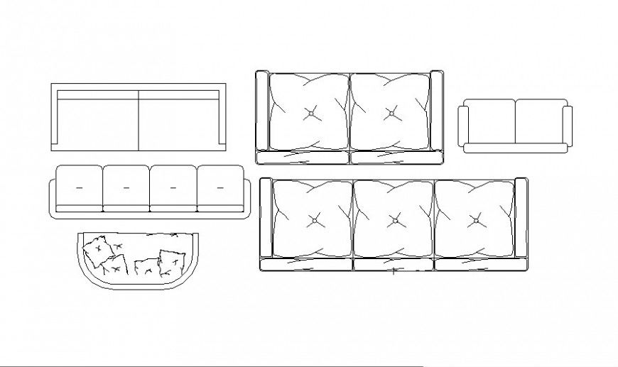 Creative multiple Sofa Set Elevation Blocks CAD DWG File