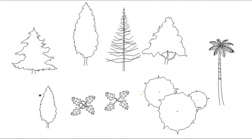 Creative multiple tree and plant elevation block cad drawing details dwg file