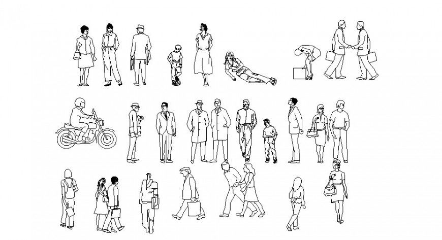 Creative office and common people blocks cad drawing details dwg file