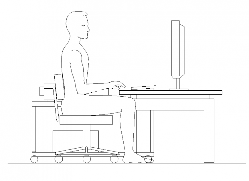 Creative office furniture block with employee cad drawing details dwg file