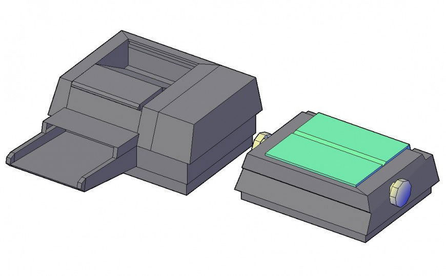 Creative office printer 3d elevation cad drawing details dwg file