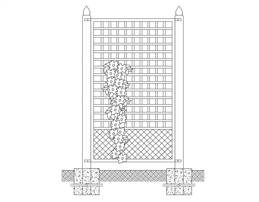 Creative palliera planter front elevation cad drawing detail dwg file