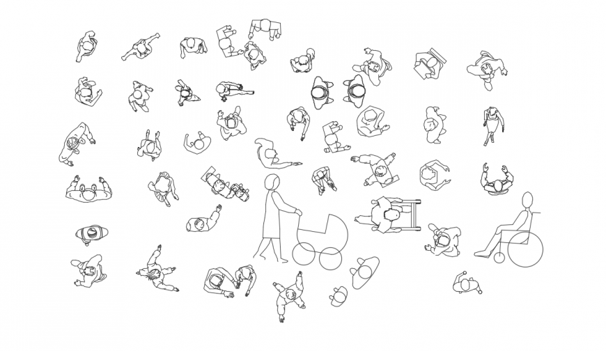 Creative people act top view elevation blocks drawing details dwg file