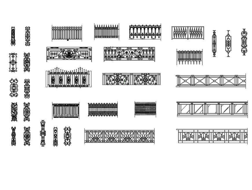 Creative perimeter fences architecture cad blocks details dwg file