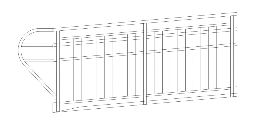 Creative ramp handrail elevation block drawing details dwg file