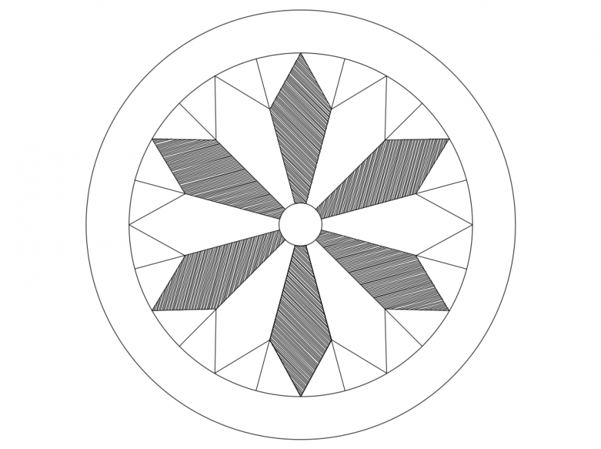Creative round shape parquet window cad block details dwg file