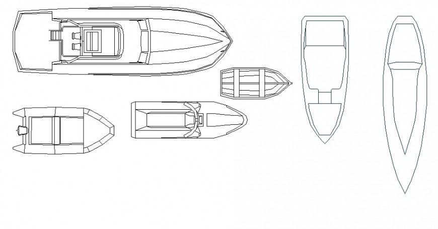 Creative sail boats and speed boat elevation blocks dwg file