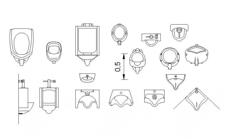 Creative sanitary blocks cad drawing details dwg file