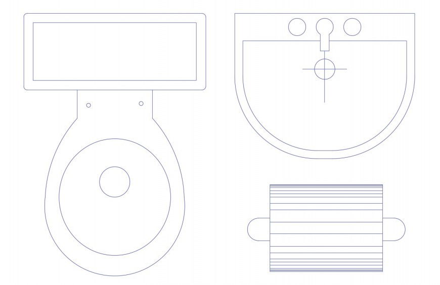 Creative sanitary equipment 2d blocks cad drawing details dwg file