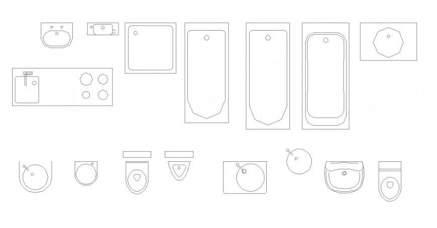 Creative sanitary equipment blocks cad drawing details dwg file