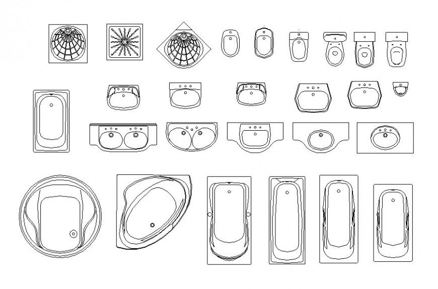 Creative sanitary equipment blocks top view elevation drawing details dwg file