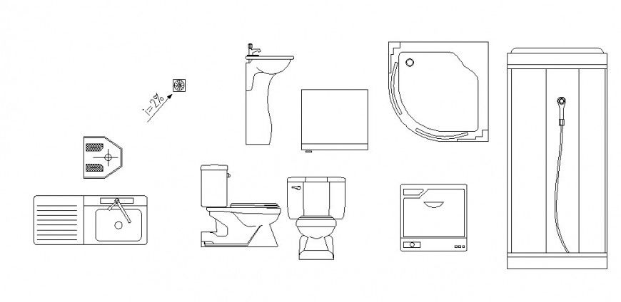 Creative sanitary equipment elevation blocks cad drawing details dwg file
