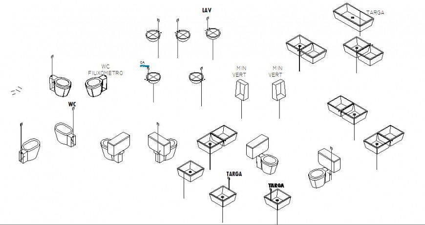 Creative sanitary isometric elevation blocks cad drawing details dwg file