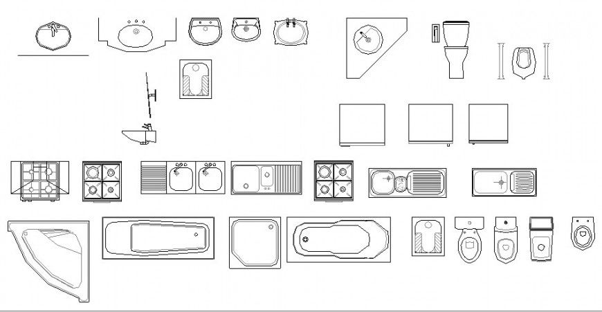 Creative sinks and sanitary equipment blocks cad drawing details dwg file