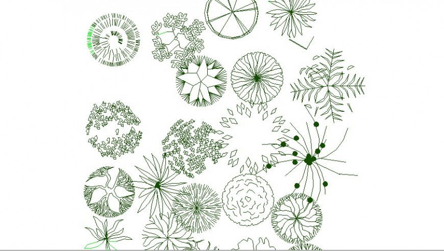 Creative small garden tree plant blocks cad drawing details dwg file
