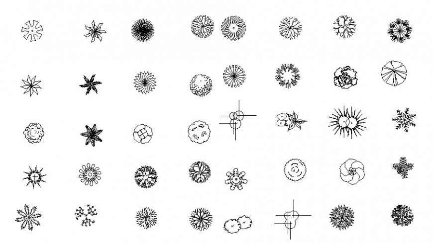 Creative small garden tree plants blocks cad drawing details dwg file