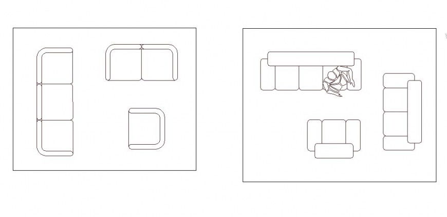 Creative sofa set and drawing room furniture blocks details dwg file