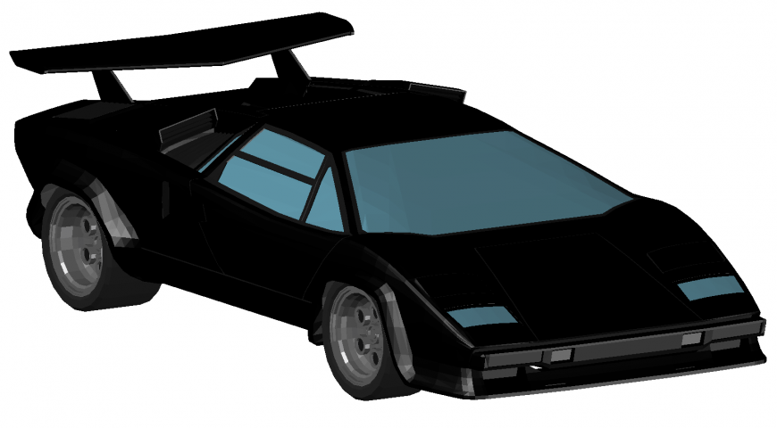 Creative sports car 3d model block cad drawing details dwg file