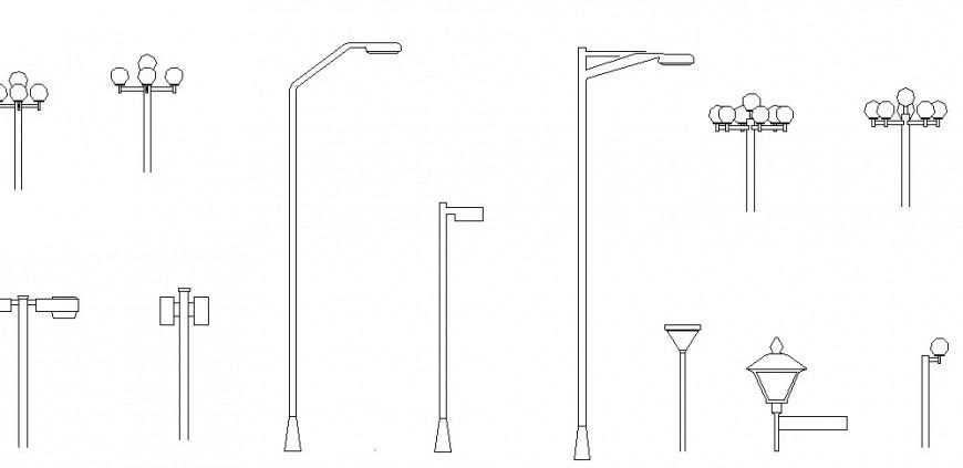 Creative steel lights light-pole blocks cad drawing details dwg file