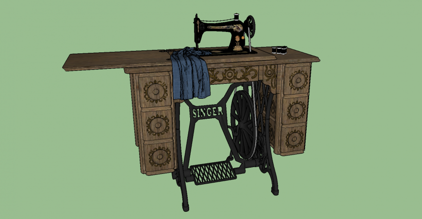 Creative stitching machine 3d block cad drawing details skp file