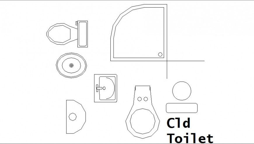 Creative toilet sheets and sanitary blocks cad drawing details dwg file