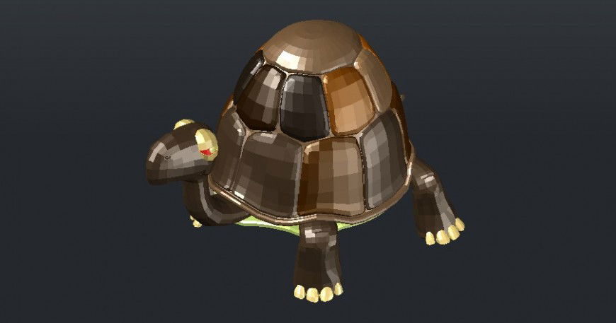 Creative tortoise 3d elevation block cad drawing details dwg file