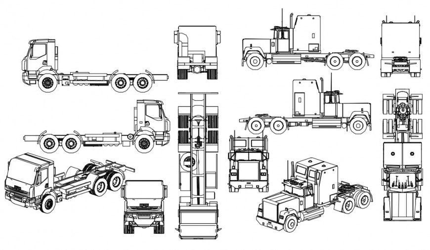 Creative transportation truck elevation blocks drawing details dwg file