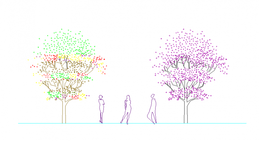 Creative trees and people blocks cad drawing details dwg file